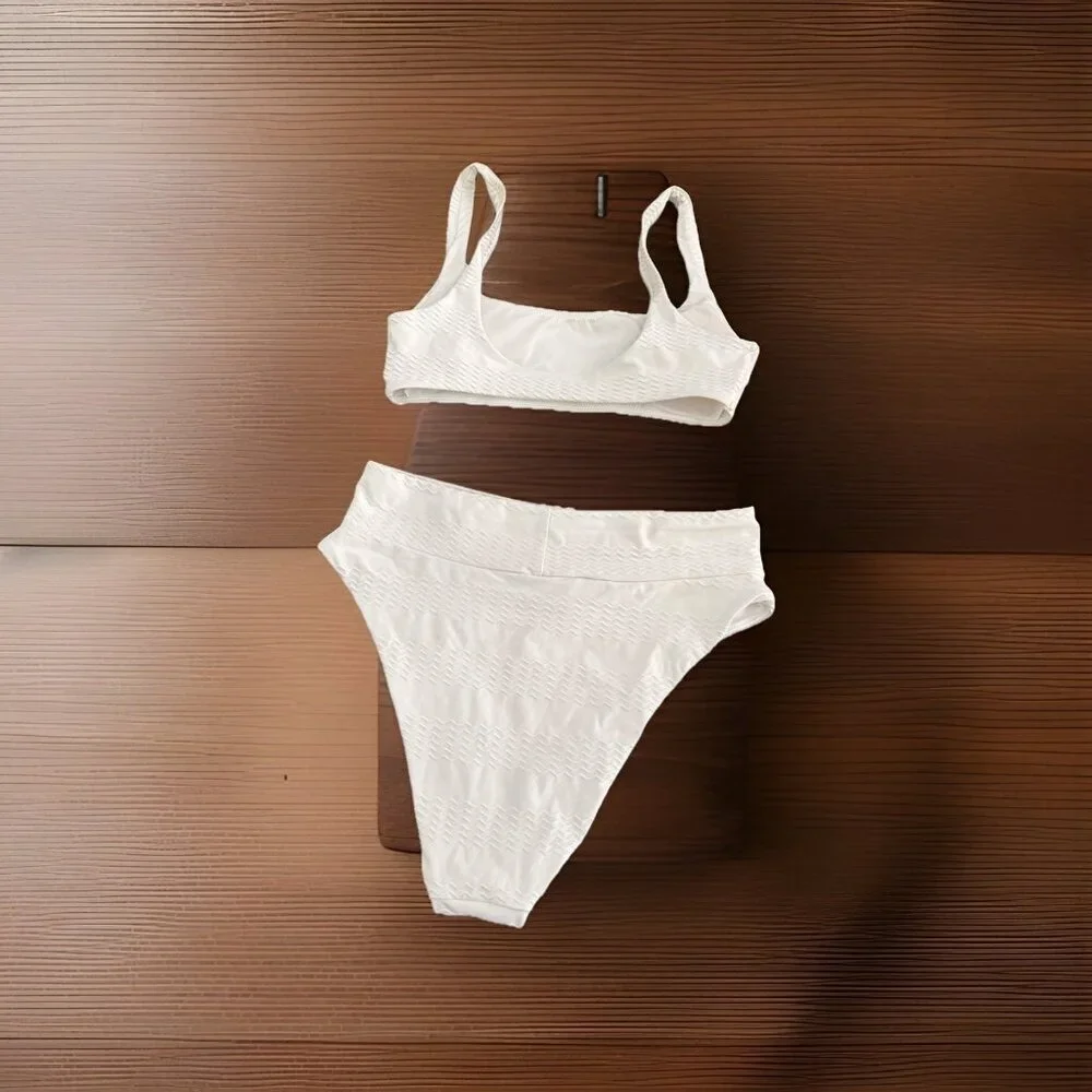 Aerie American Eagle White Bikini Large Bottoms And Medium Top - Picture 2 of 4